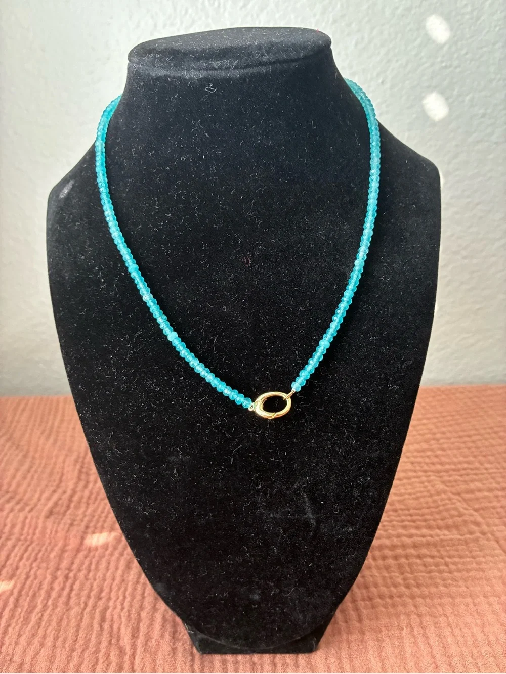Turquoise Beaded Necklace with Gold Accent 16”-18”